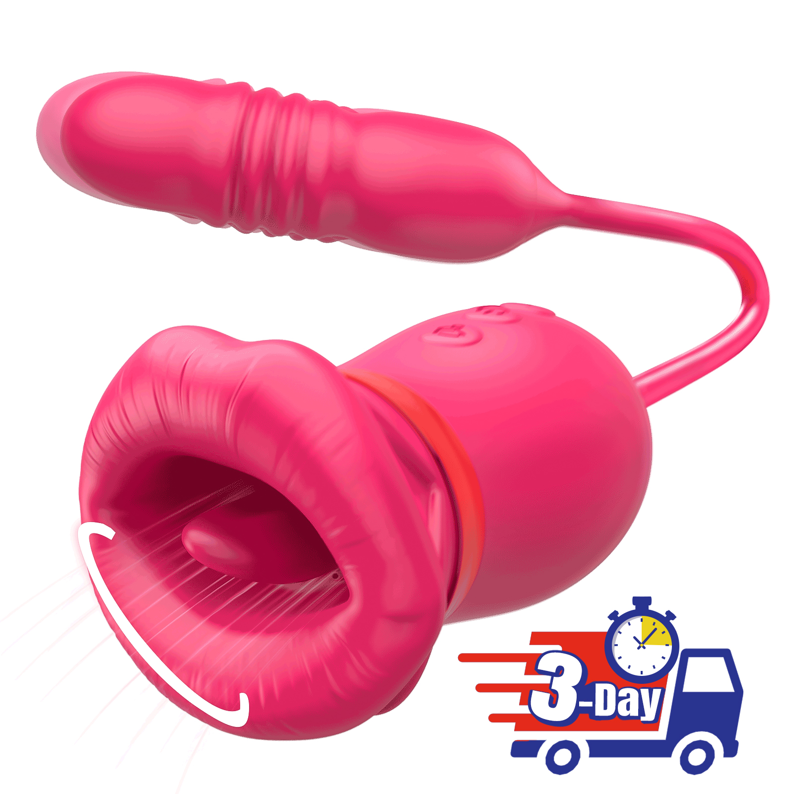 【Local-Fast Delivery】5-in-1 Big Mouth Rose Clit Sucker Toy With Thrusting Vibrator - Rose Toy