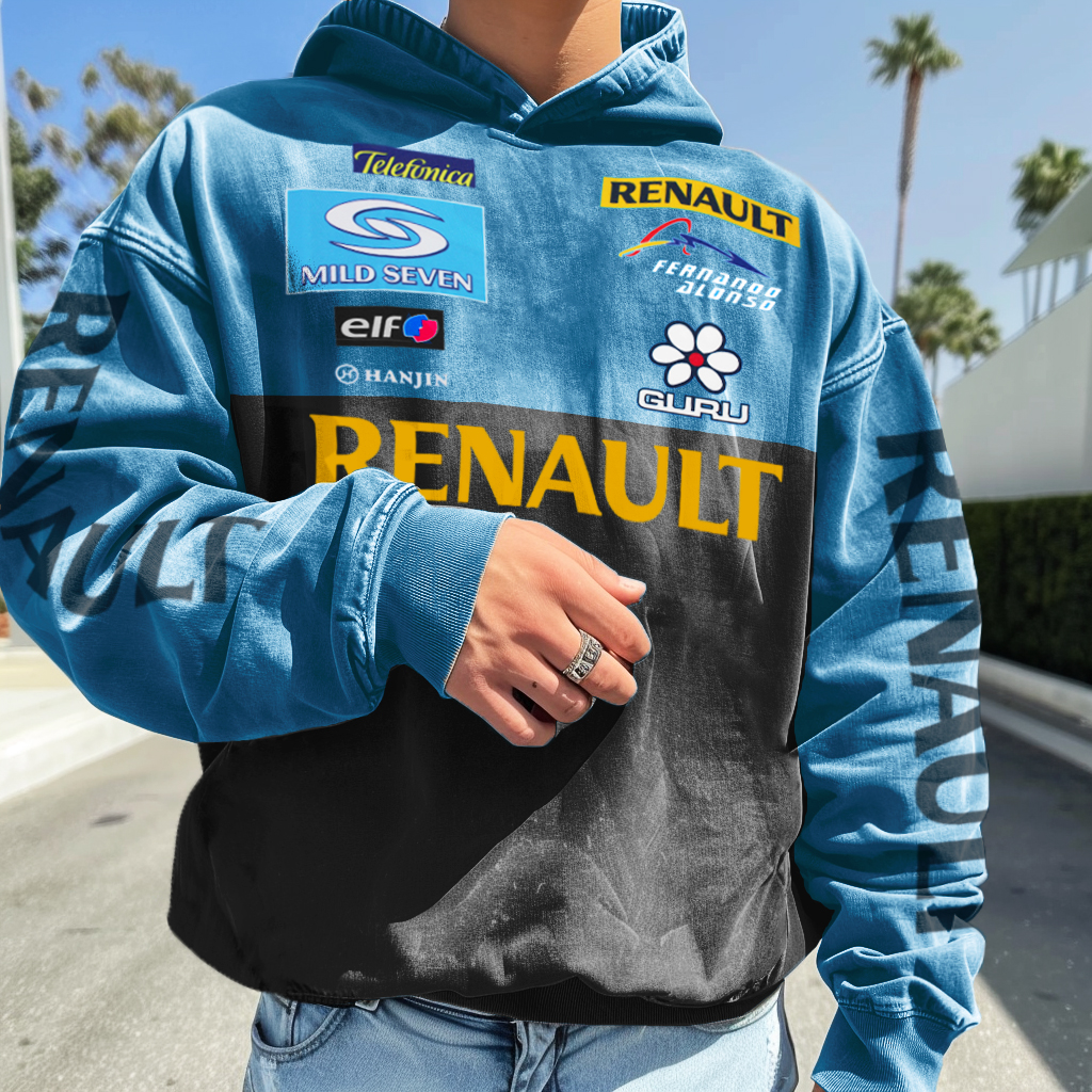 Unisex Vintage Racing French Team Contrasting Color Hoodie