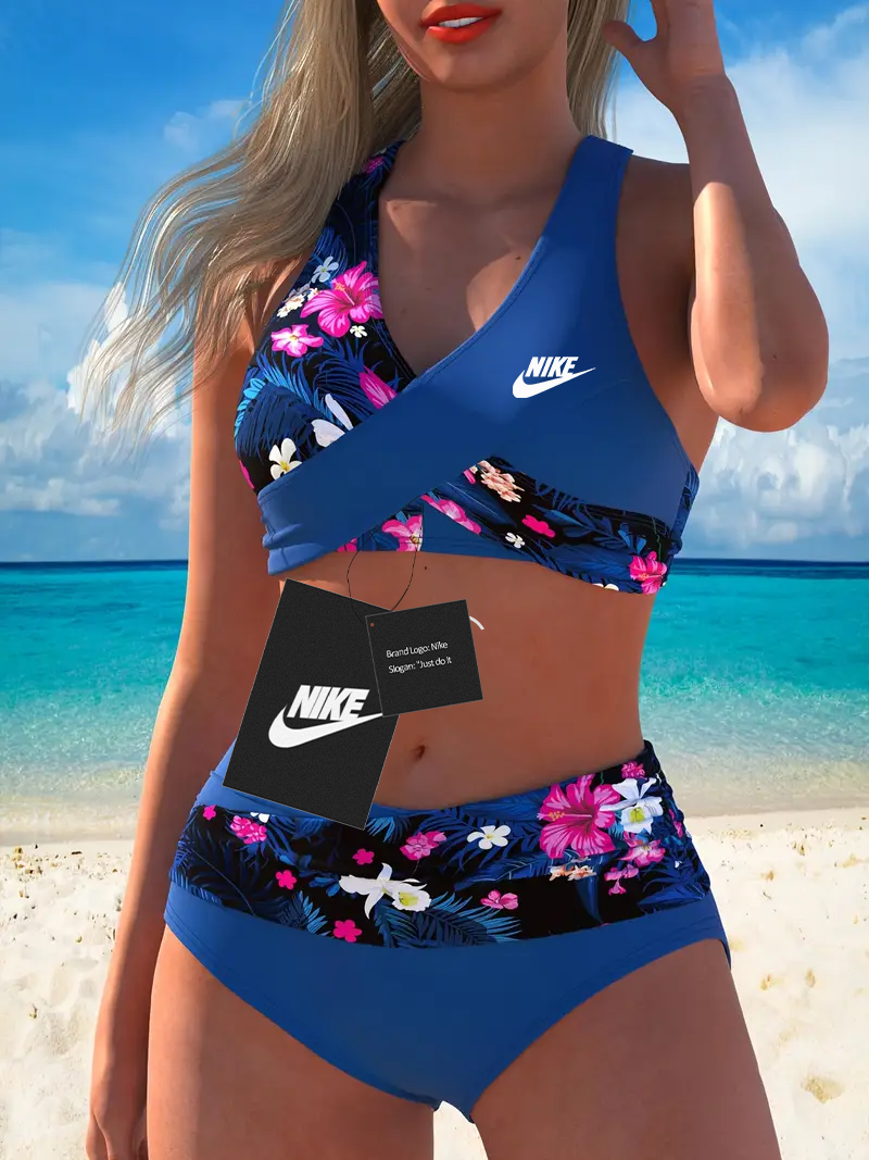 Novo conjunto de fatos de banho bicolor de praia para mulher 2025