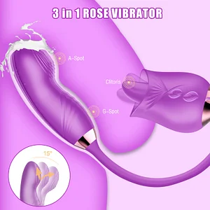 The Tongue Licking Rose Clitoral Stimulator With Wiggle Dildo Vibrator