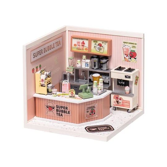 Rolife Super Creator Double Joy Bubble Tea Plastic DIY Miniature House Kit DW006 | Robotime Canada
