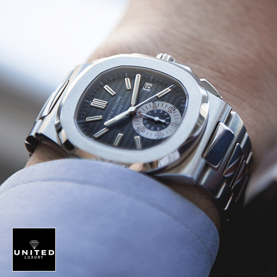 Patek Philippe Nautilus Blue Dial Steel 59801A-001 Replica on the man wrist