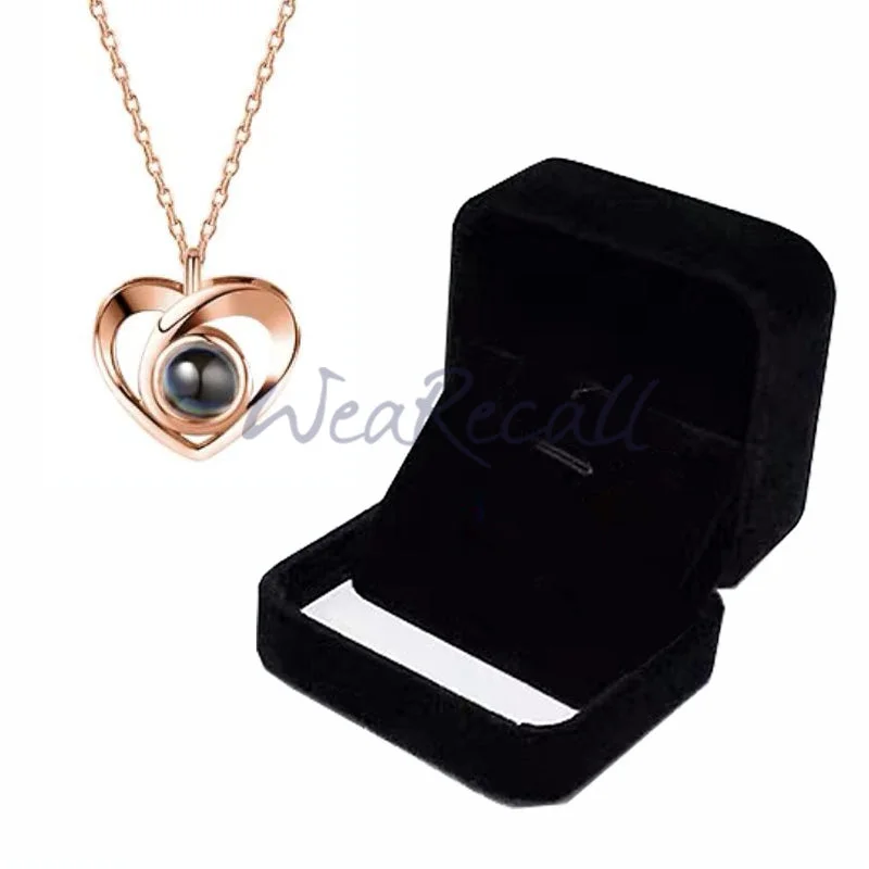 2023 Projector Picture Custom Personalized Heart Photo Necklace wetirmss