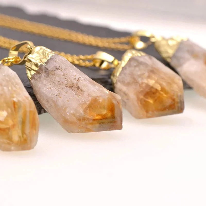 Natural Crystal Gemstone Citrine Amethyst Happiness Necklace
