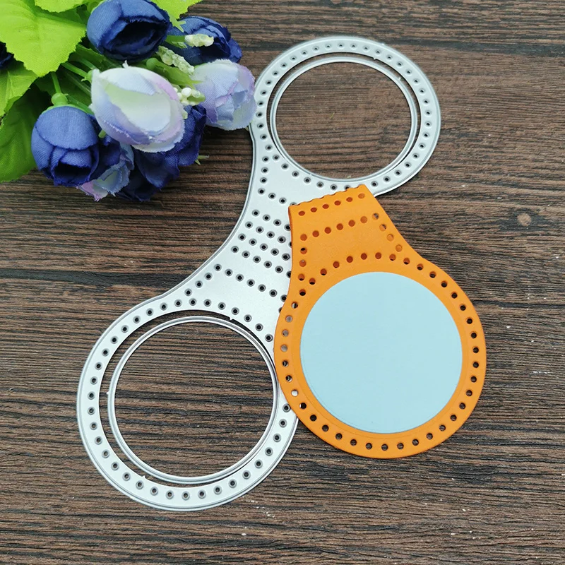 Nigikala Stitched Key Fob Metal Cutting Dies Decorative Scrapbooking Steel Craft Die Cut Embossing Paper Cards Stencils