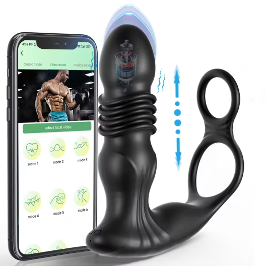 App Control Thrusting Prostate Massager Anal Plug Vibrator Penis Ring Sex Toys For Men