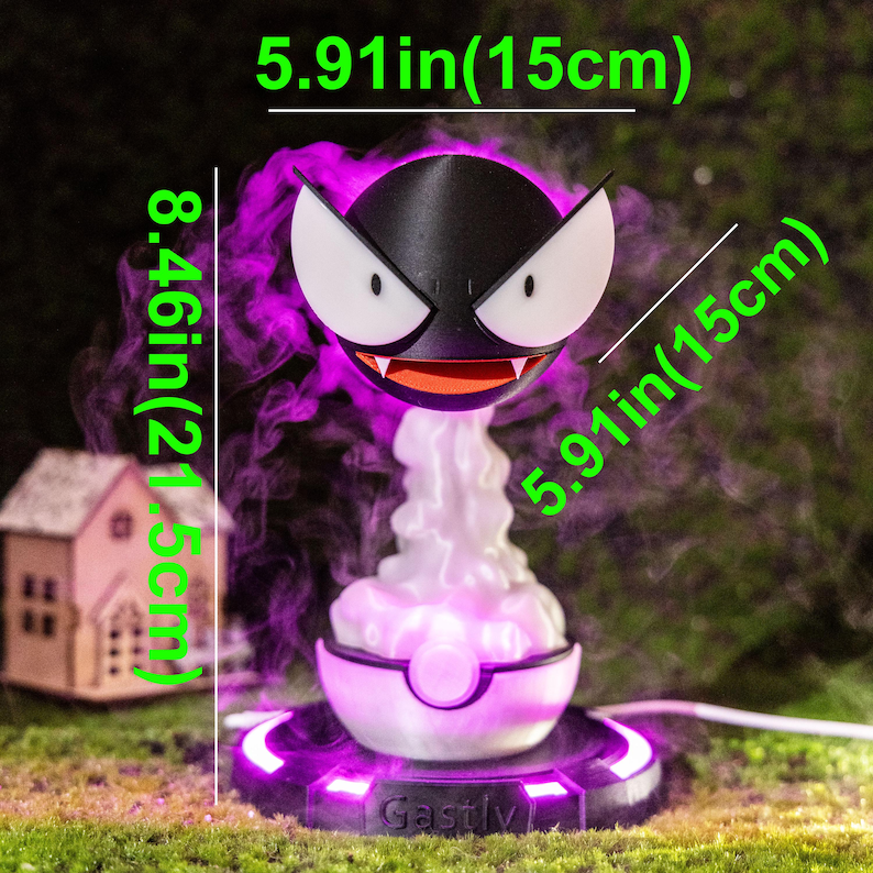 Haunted Gastly Humidifier with Purple LED Mist, Game Room Desk Decor LED Glow for Bedrooms, Offices Holiday Birthday Customizable Gift image 4