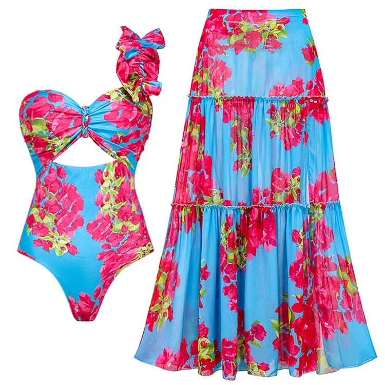 Ruffle Removable Shoulder Strap Pink Bougainvillea Flower