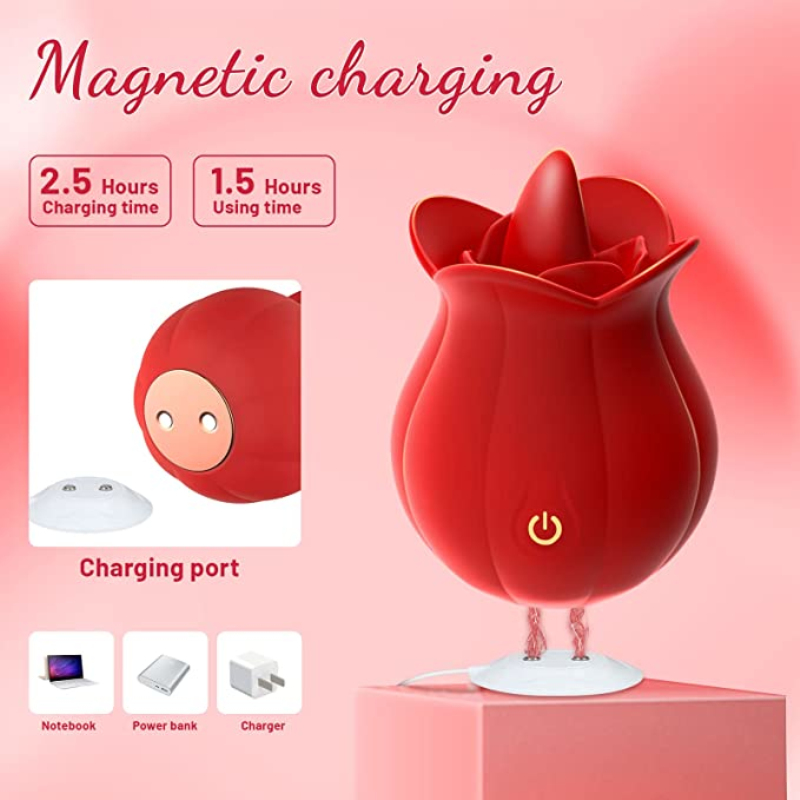 magnetic charging rose vibrator sex toy for women