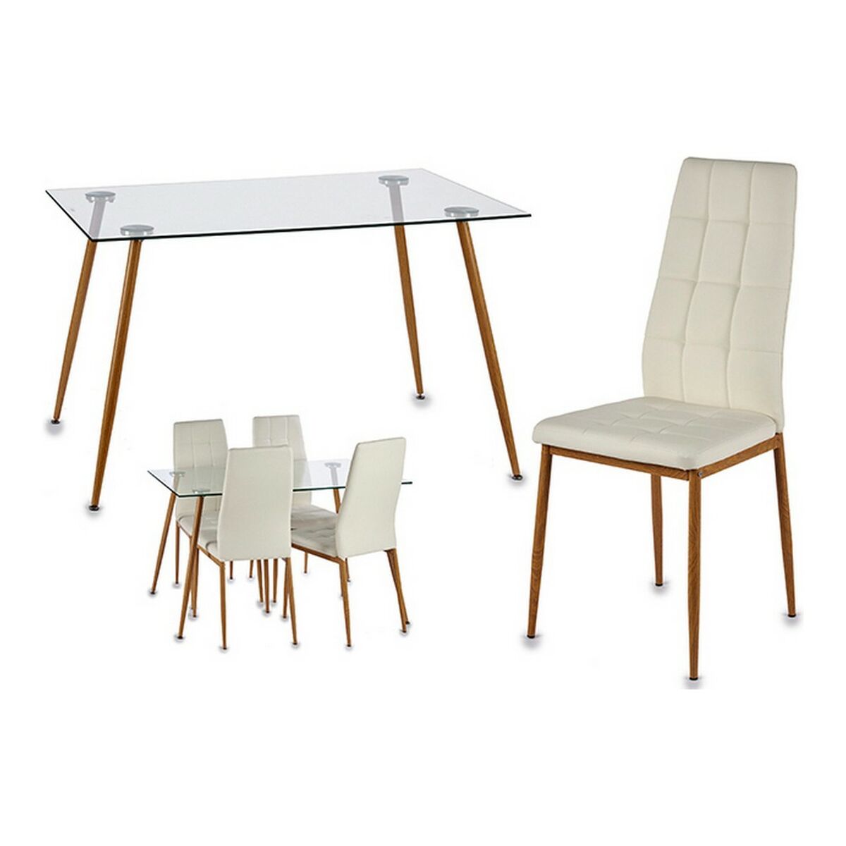 Table set with 4 chairs Gift Decor Davi 70 x 75 x 120 cm Metal Crystal