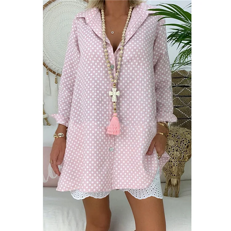 Polka dot print plus size shirt