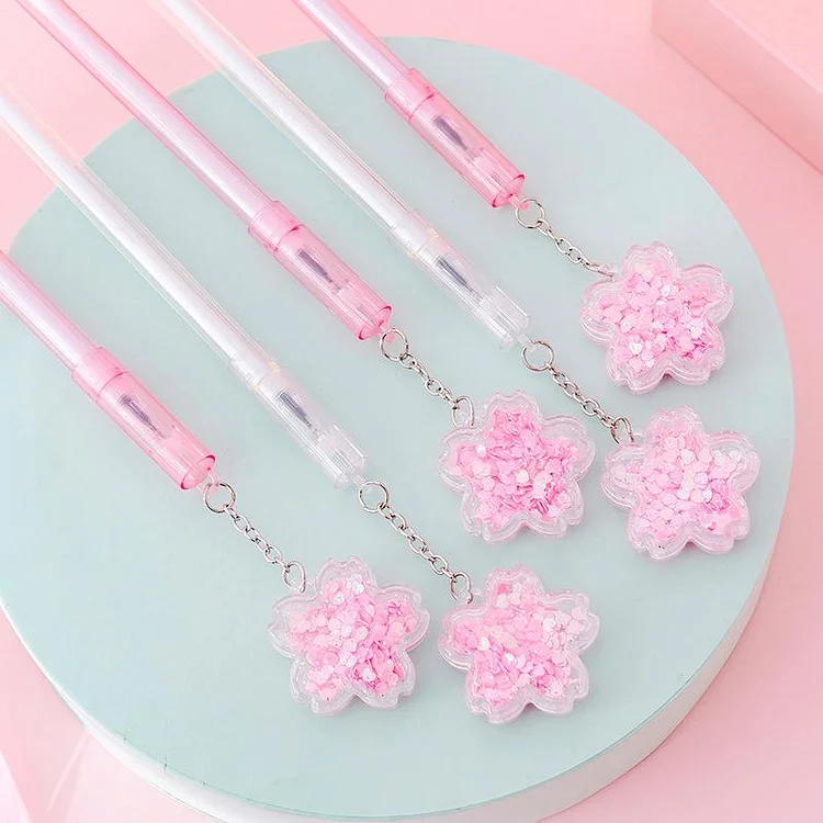 Sequin Cherry Blossom Gel Pen-2pcs