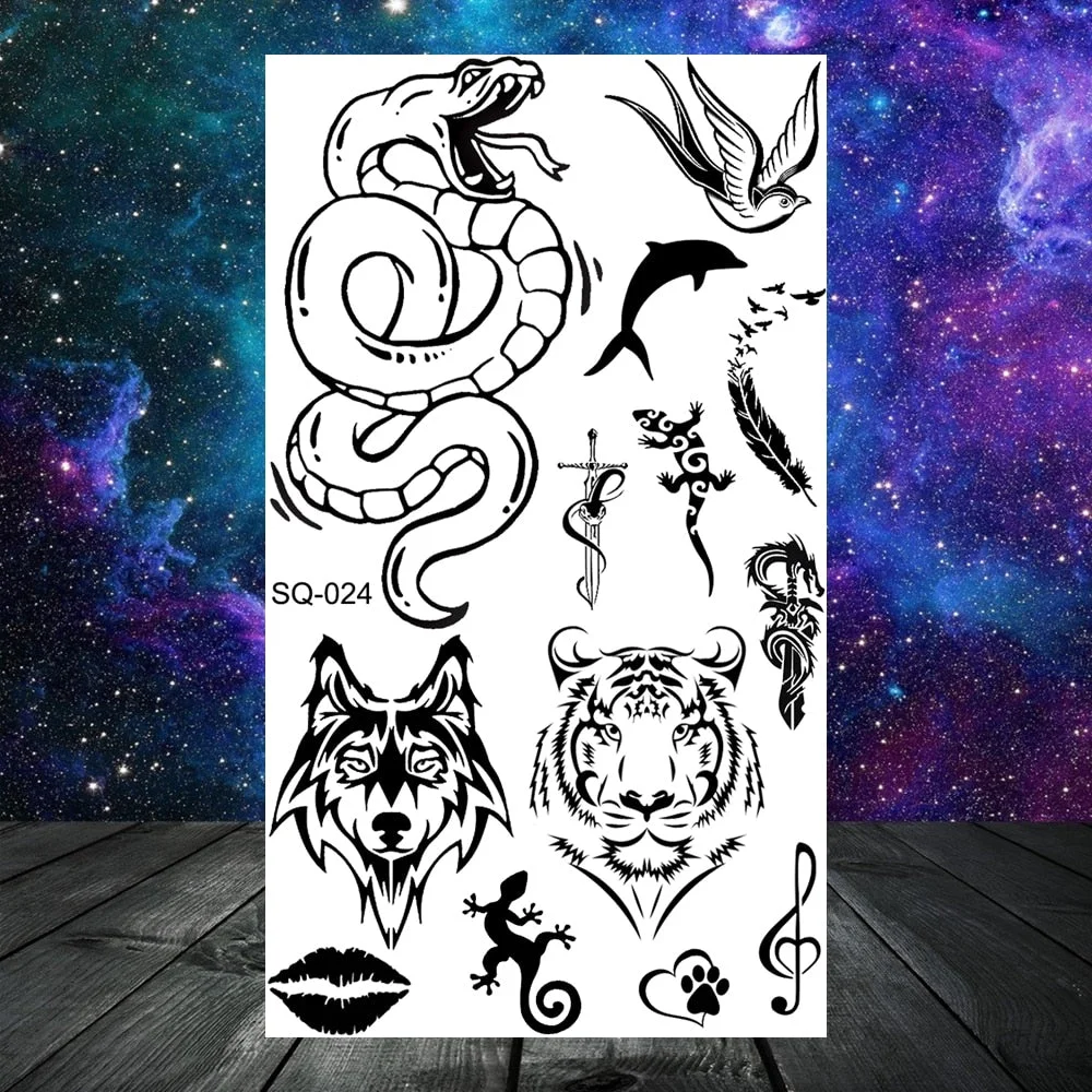 3D Constellation Rose Mountains Tatoos Temporary Tattoos For Women Men Star Moon Sun Realistic Fake Tattoo Small Washable Tatoos