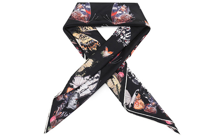Alexander McQueen Silk Scarves Women's Black Multicolor