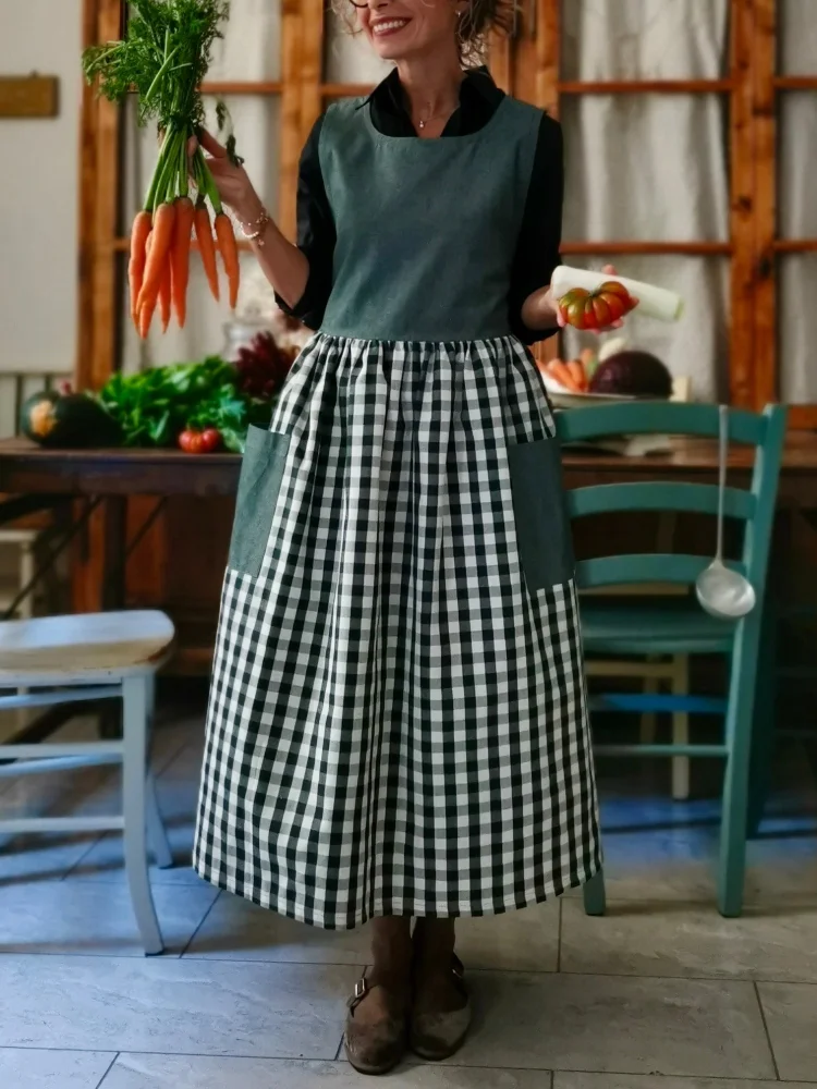 Dark Green Patchwork Apron