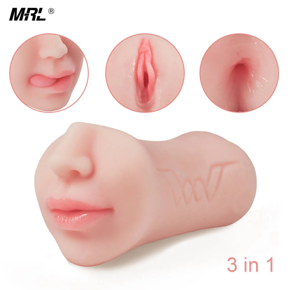 Pink Male Masturbator 3 in 1 Vagina Anal Mouth Blowjob Onaholes