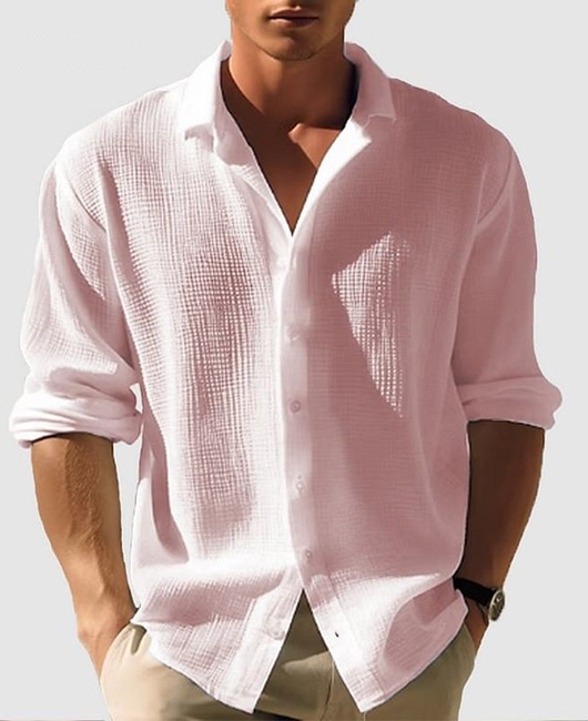 Casual Solid Waffle Long Sleeve Single Breasted Shirt