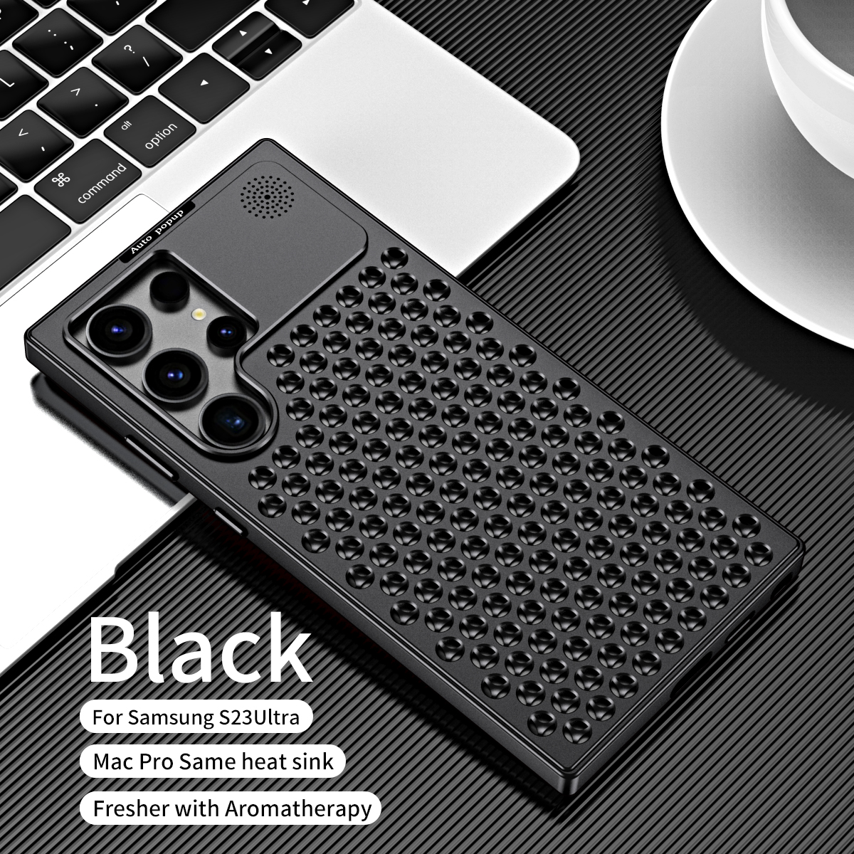 Luxury Metal Cooling Hollow Aluminum Phone Case For Samsung Galaxy S23 S22 S24 ultra Aroma Diffuser Heat Dissipation Cover 