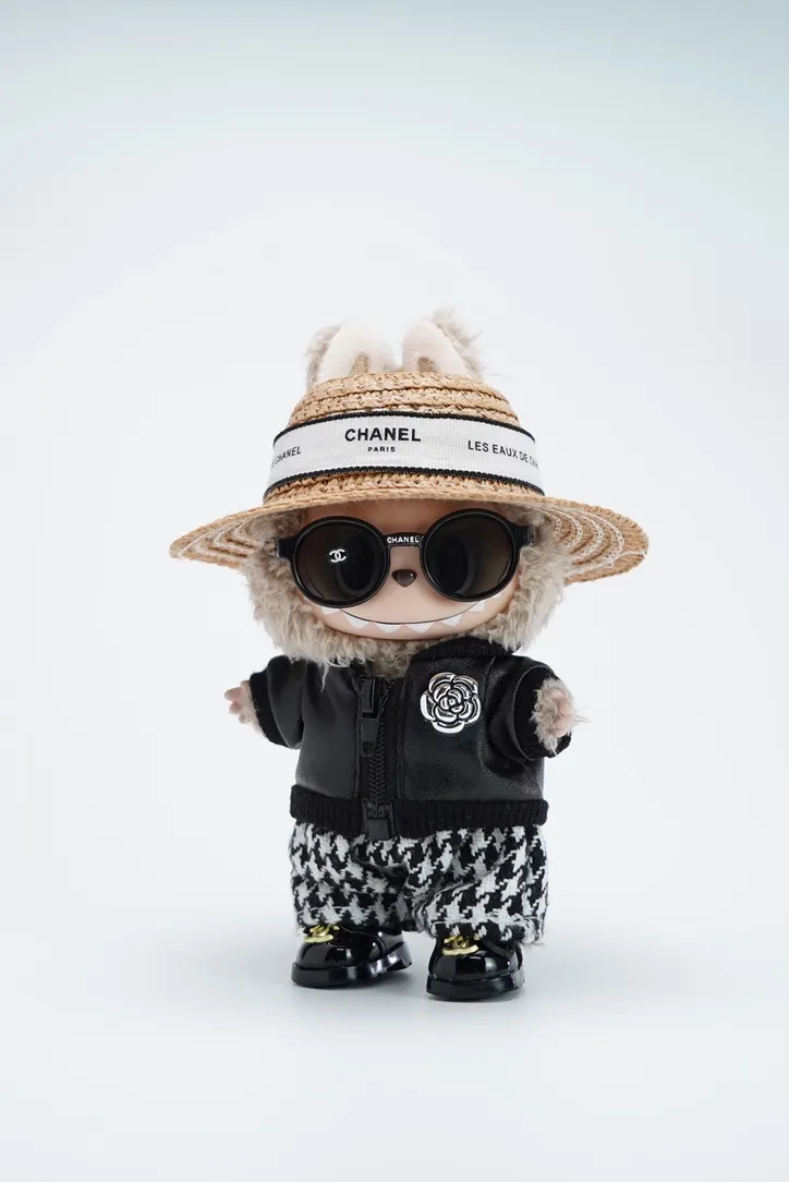 LABUBU Clothes Chanel Black Houndstooth Outift