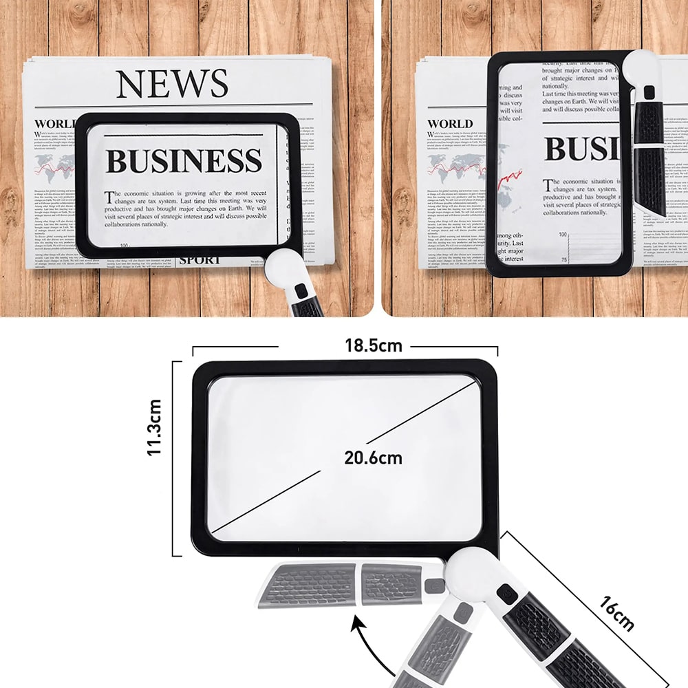 loupe de lecture rectangulaire eclairante flexible grande taille 5