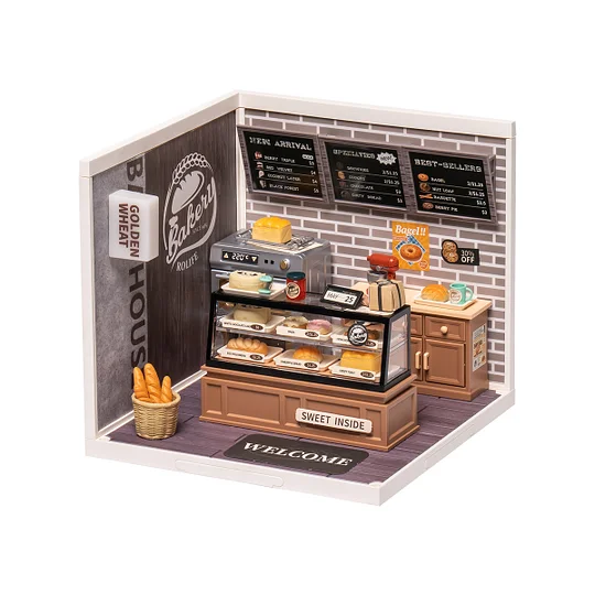 Rolife Super Creator Golden Wheat Bakery Plastic DIY Miniature House Kit DW005 | Robotime Online