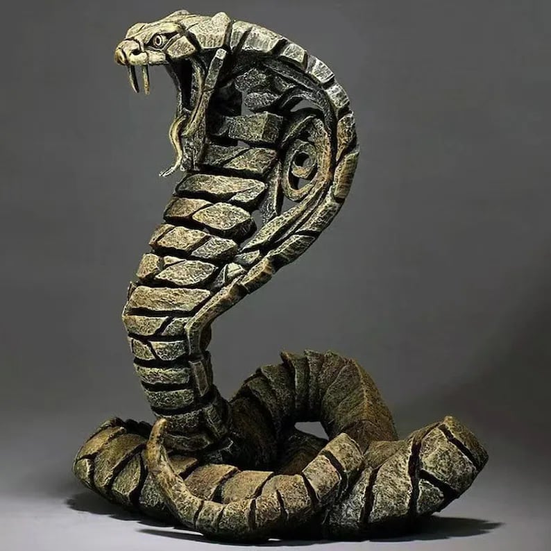 Contemporary Wooden African Animal Sculpture for Home Decor  Snake