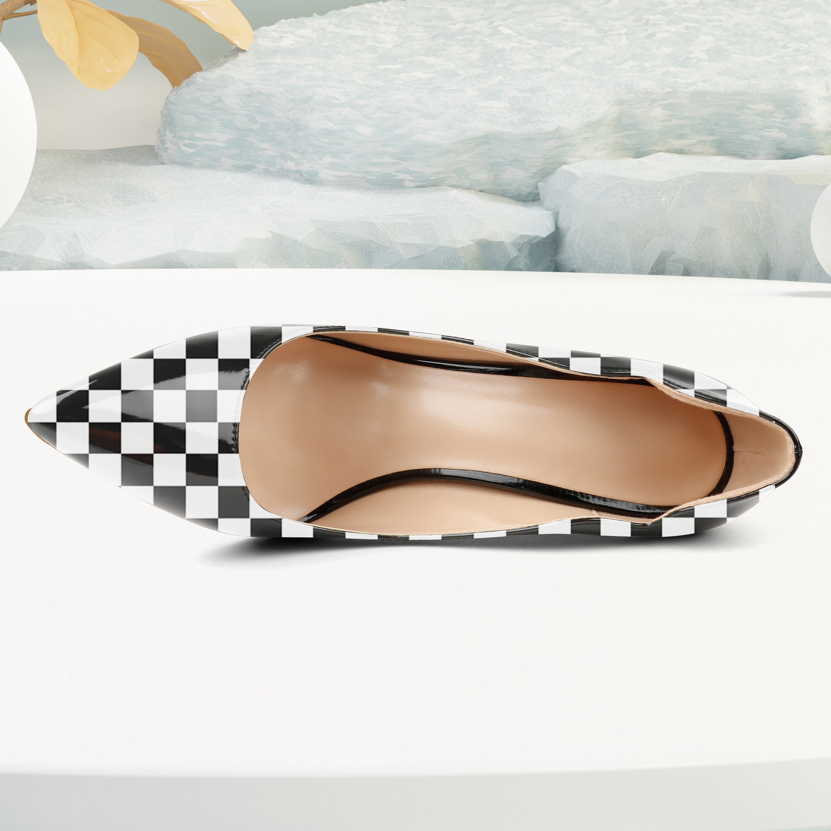 Plaid picture，4.72 inch/12cm  Pointed Toe Pumps High Heel Sexy Stilettos Slip On Office Cute Evening Dress Stilettos