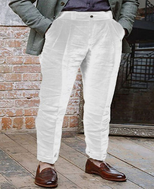Daily Linen Slant Pocket Button Solid Color Pants