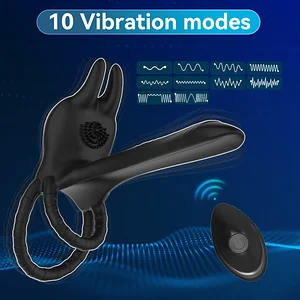 Wireless Remote Control 10 Frequency Vibrating Penis Ring & Clit Vibrator