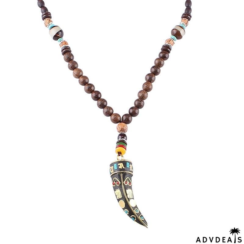 Fabulous Design Ethnic Horn Shaped Pendant Beaded Necklace