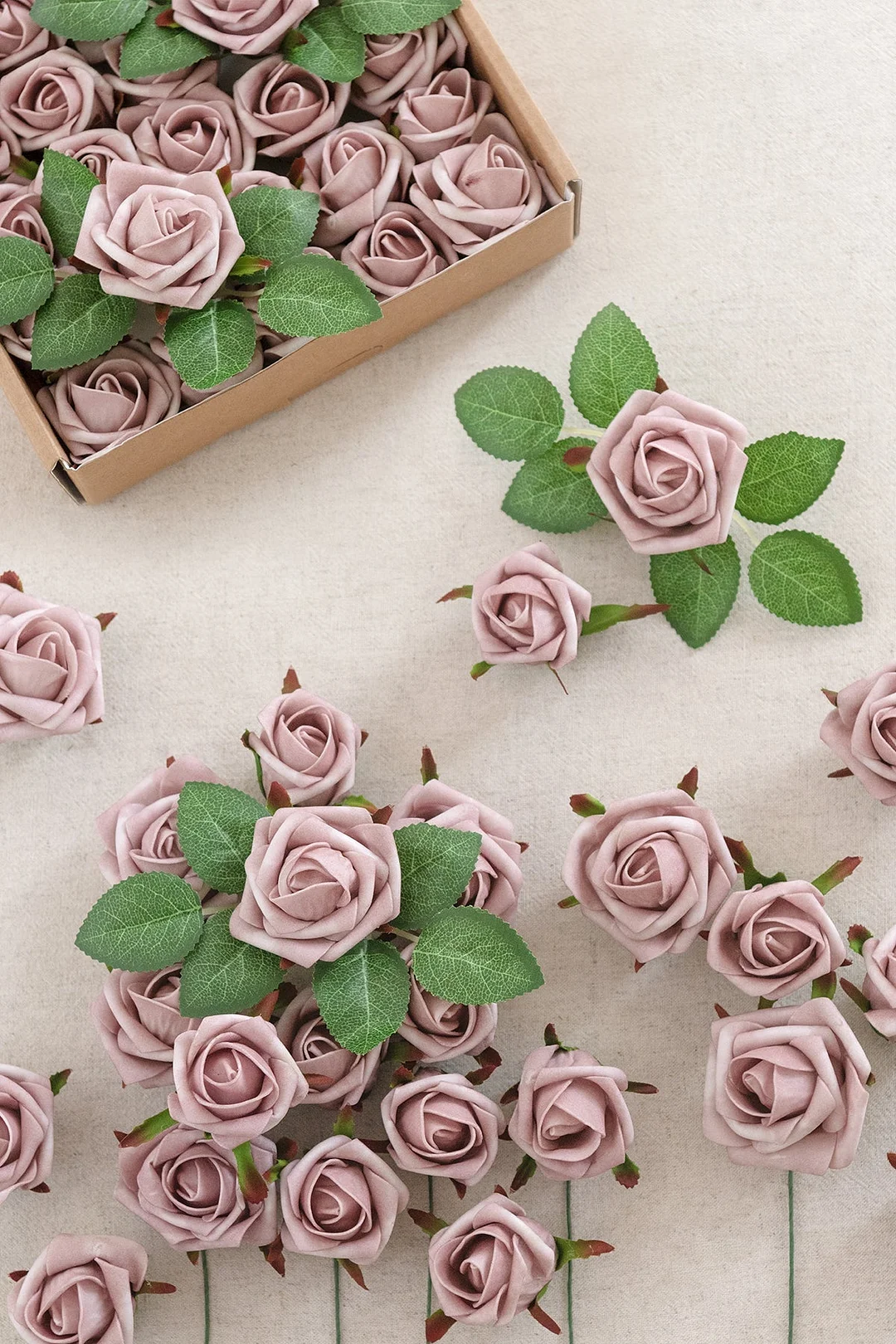 1.5"-2" Foam Rosebud & Petite Rose with Stem - 18 Colors