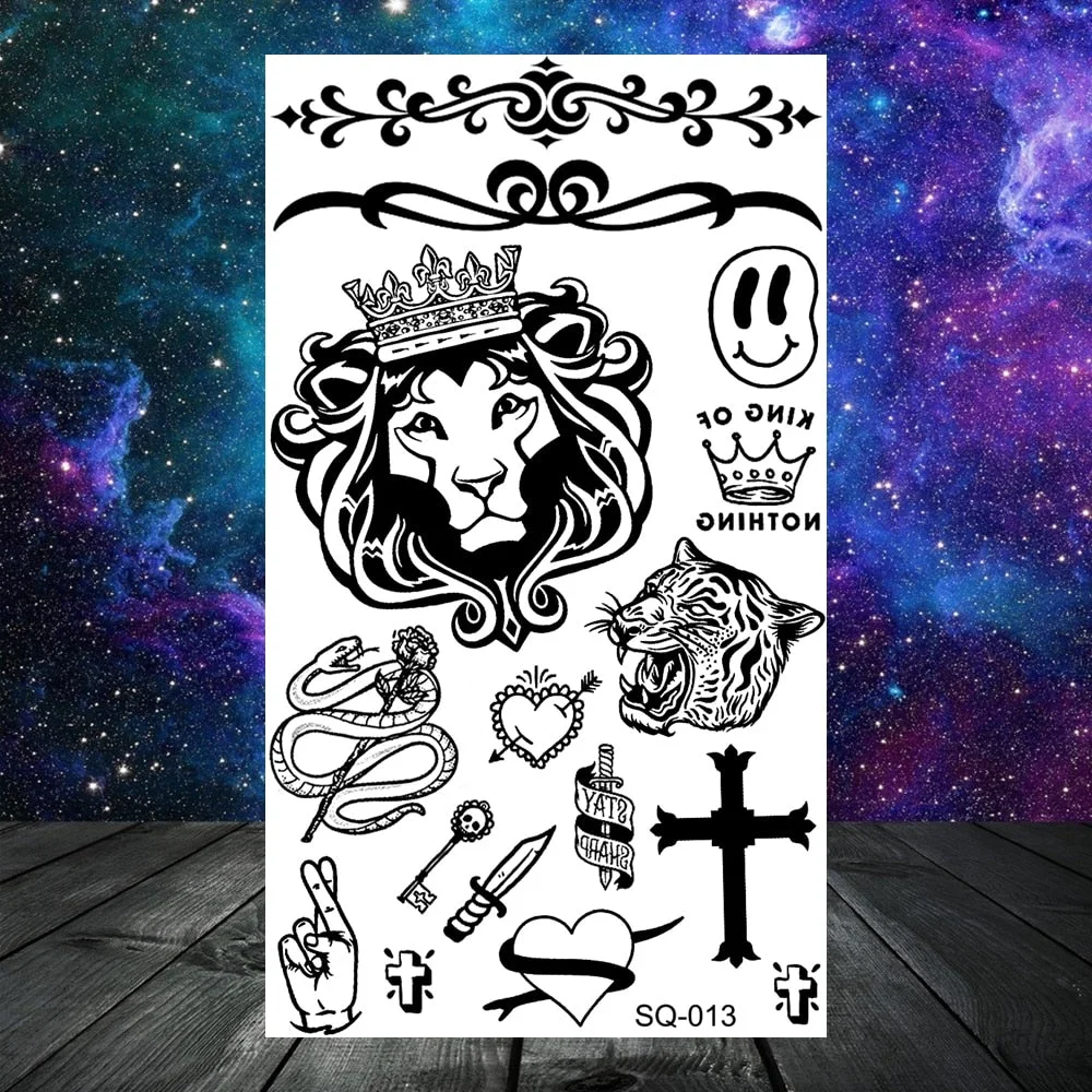 3D Constellation Rose Mountains Tatoos Temporary Tattoos For Women Men Star Moon Sun Realistic Fake Tattoo Small Washable Tatoos