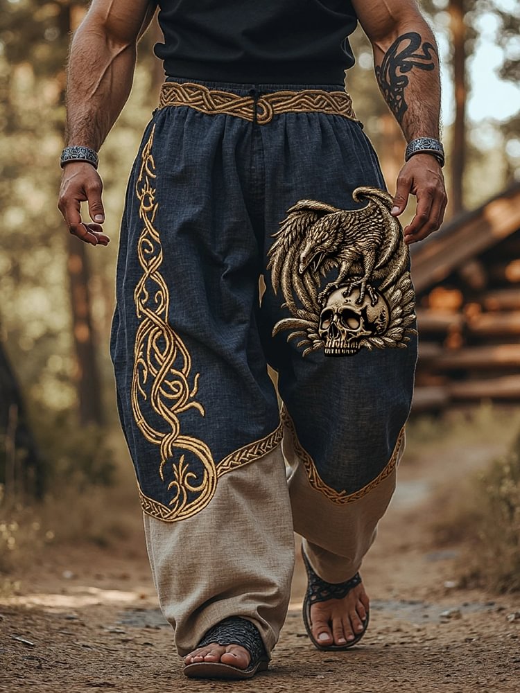 Men's Vintage Viking Skull Raven Tribal Celtic Art Pants