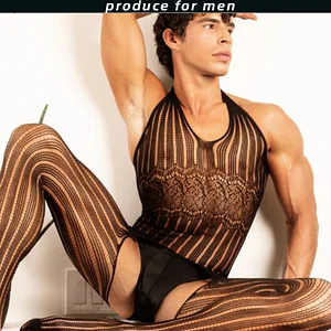 Men's Transparent Elastic Pantyhose Bodysuit