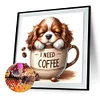 Diamond Painting -DIY Full Round Drill Coffee Puppy
