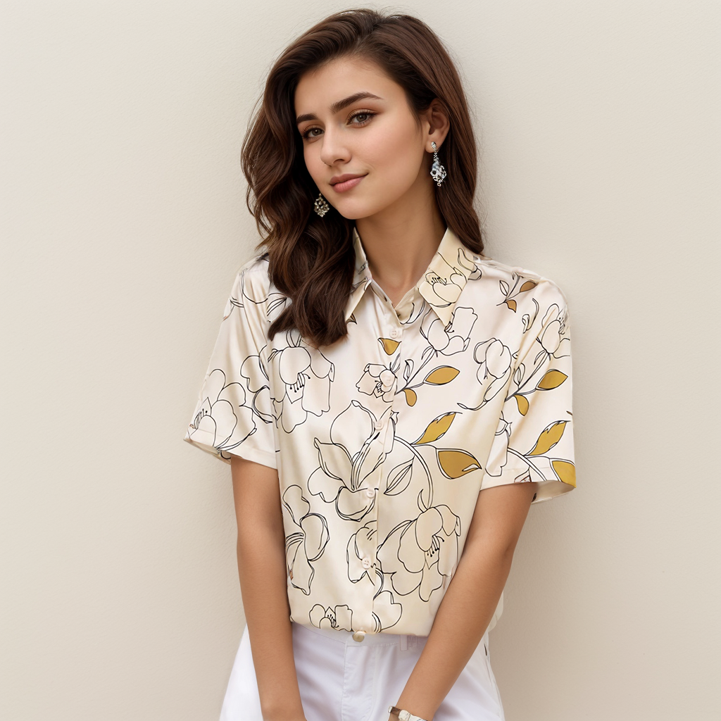 Chemise en soie florale Sketch pour femme- SOIE PLUS