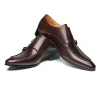 Handmade Mens Monk Strap Dress Shoes -Leather Sole