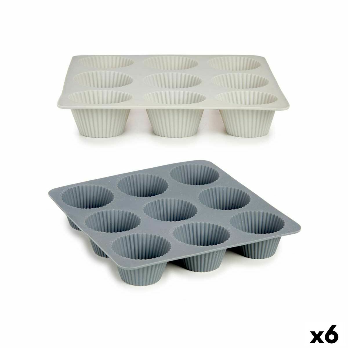Muffin Tray Kinvara Light grey Dark grey 22 x 3 x 22 cm Magdalenas (6 Units)