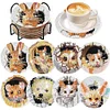 8PCS Diamond Painting Acrylic Critters in the Hole Coaster Kit with Holder