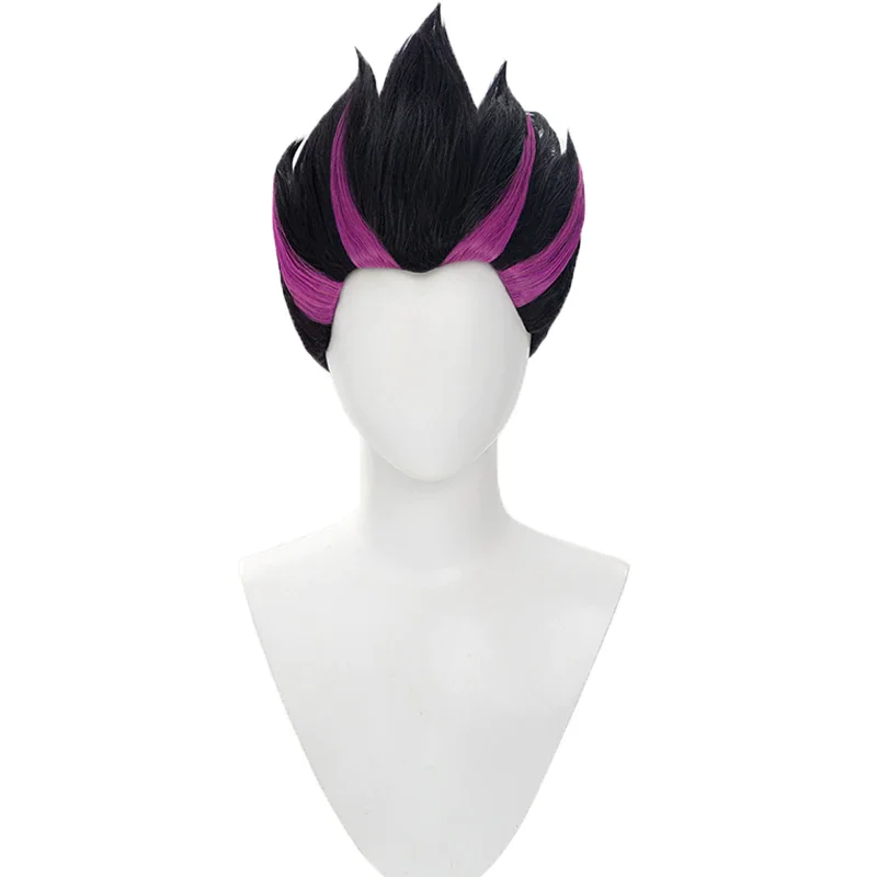DokiDoki Game Genshin Impact Cosplay Yakshas Bosacius Fushe Wig Black Purple Hair Genshin Impact Marshal Vritras Cosplay Wig Men