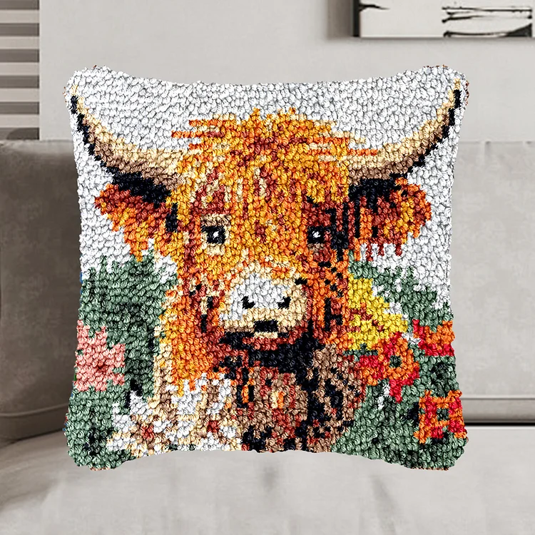 Latch Hook s DIY Throw Pillow Case Sofa Cushion Cover, Cute Animal Pattern  Needlework Cushion Cover Hand Craft Crochet for Great Family - Wolf 