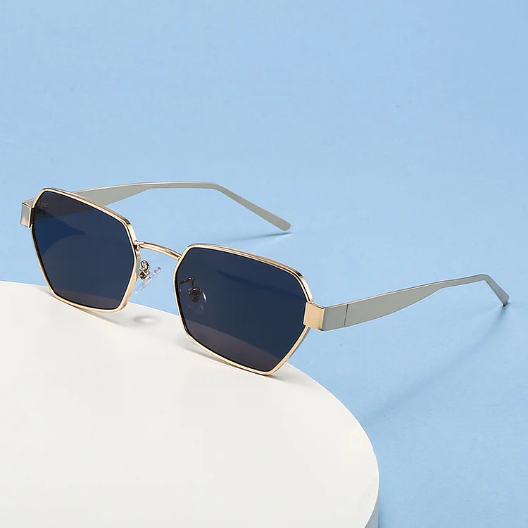 Polygon Square Women's Sunglasses 2024 Luxury Brand Designer Metal Frame Sun Glasses Vintage Small Irregular Shades