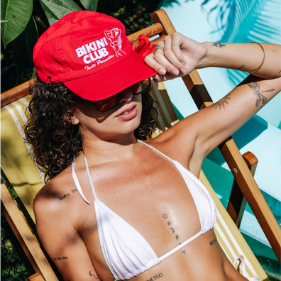 Bikini Club - White Mid-Crown Strap Back