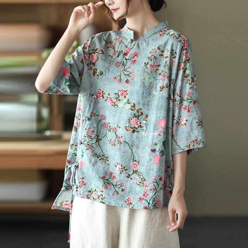 Vintage Art  Patchwork Cotton And Linen Shirt main image 0