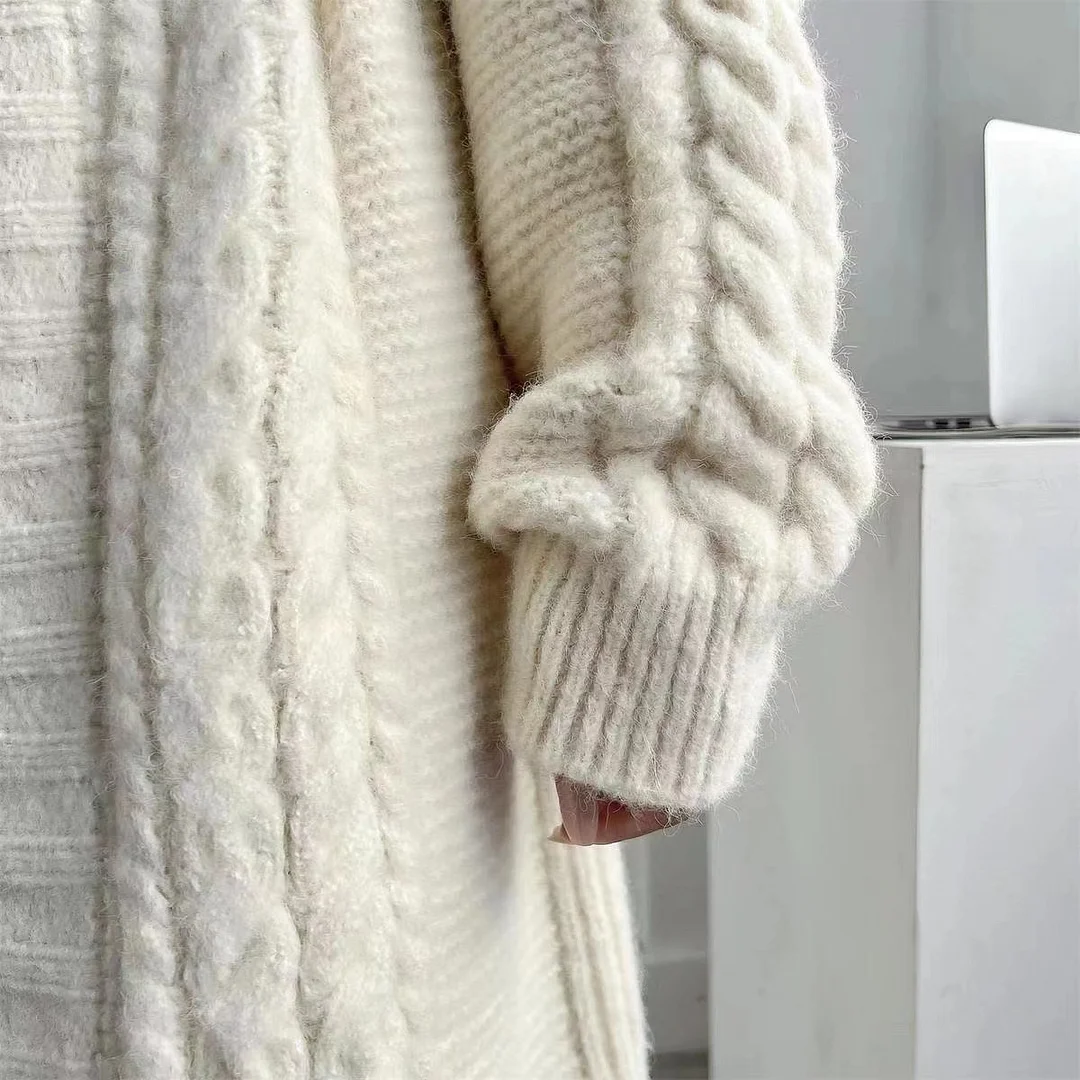 Classic Knit Long Sleeve Sweater Coat