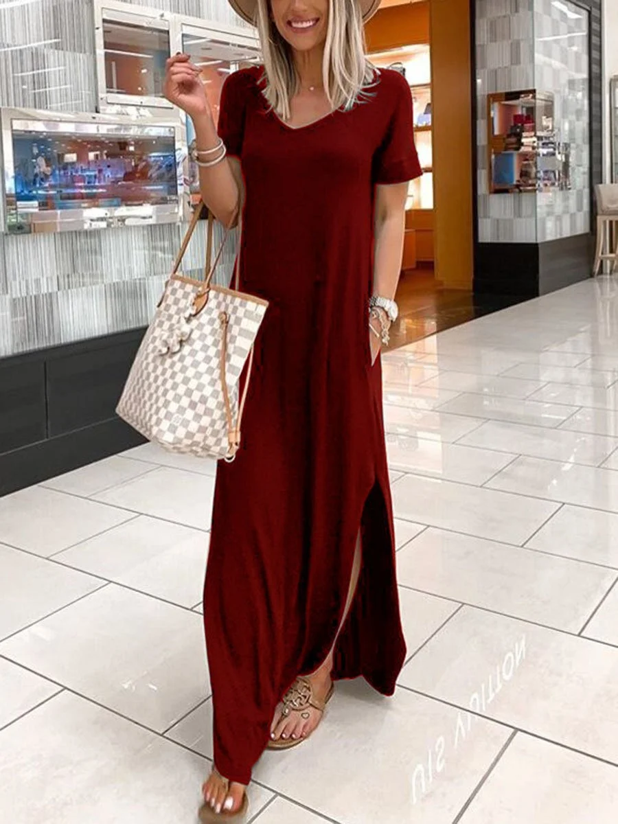 Casual Solid Color Maxi Dress