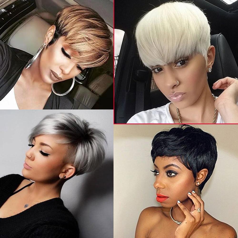 Xpoko Short wig hair extension pixie Cut Wig for Women High Temperature ...