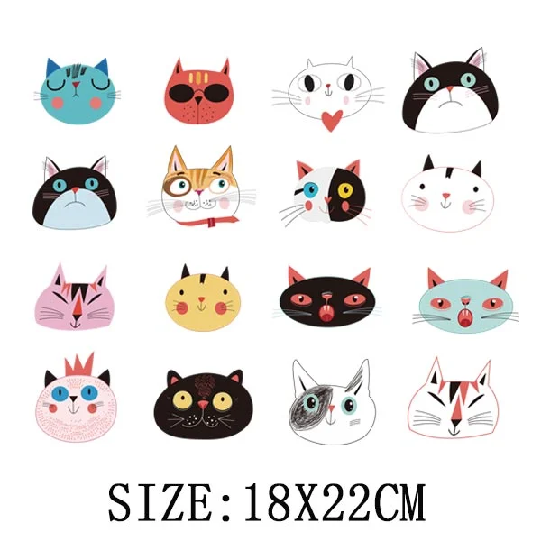 Cute Animals Heat Sticker On T-shirt DIY A-levels Iron On Transfer For Clothing Beautiful Design On Kid Clothes Patch Decoration