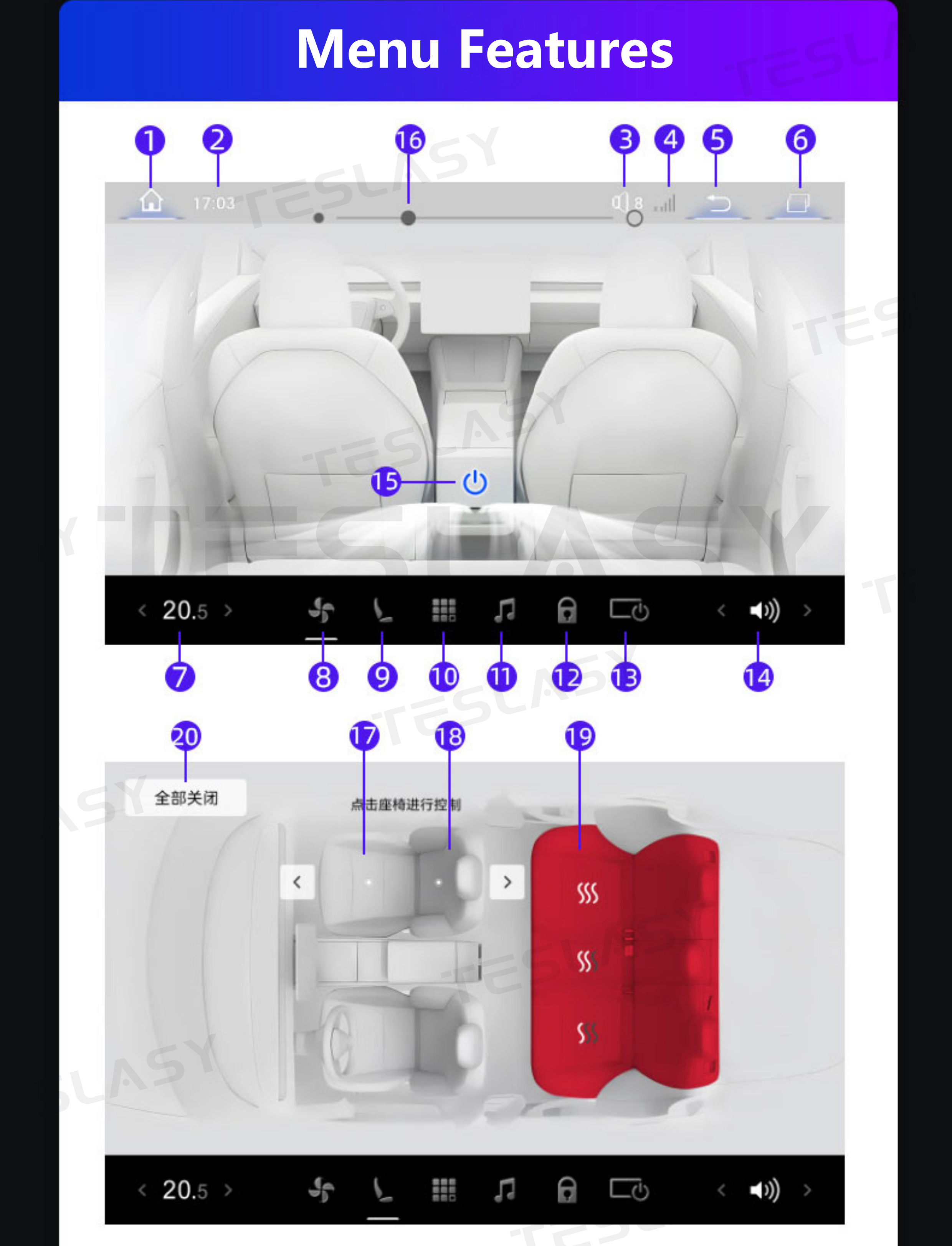 TESLASY Model Y/3 8-Inch 4G Android Rear Screen (Inspired Designed by Model 3 Highland Rear Screen)
