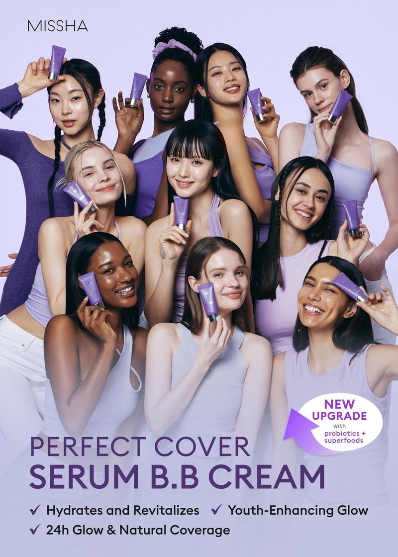 [MISSHA Official] M Perfect Cover Serum BB Cream (35ml) - Bifida Ferment Lysate Serum-Infused BB Cream for Anti-Aging Skin Rejuvenation, Skin Tint, Tinted Moisturizer, Skin Care Foundation Makeup,Superfood Complex,Glass Skin CardiBB OGBB PurpleBB